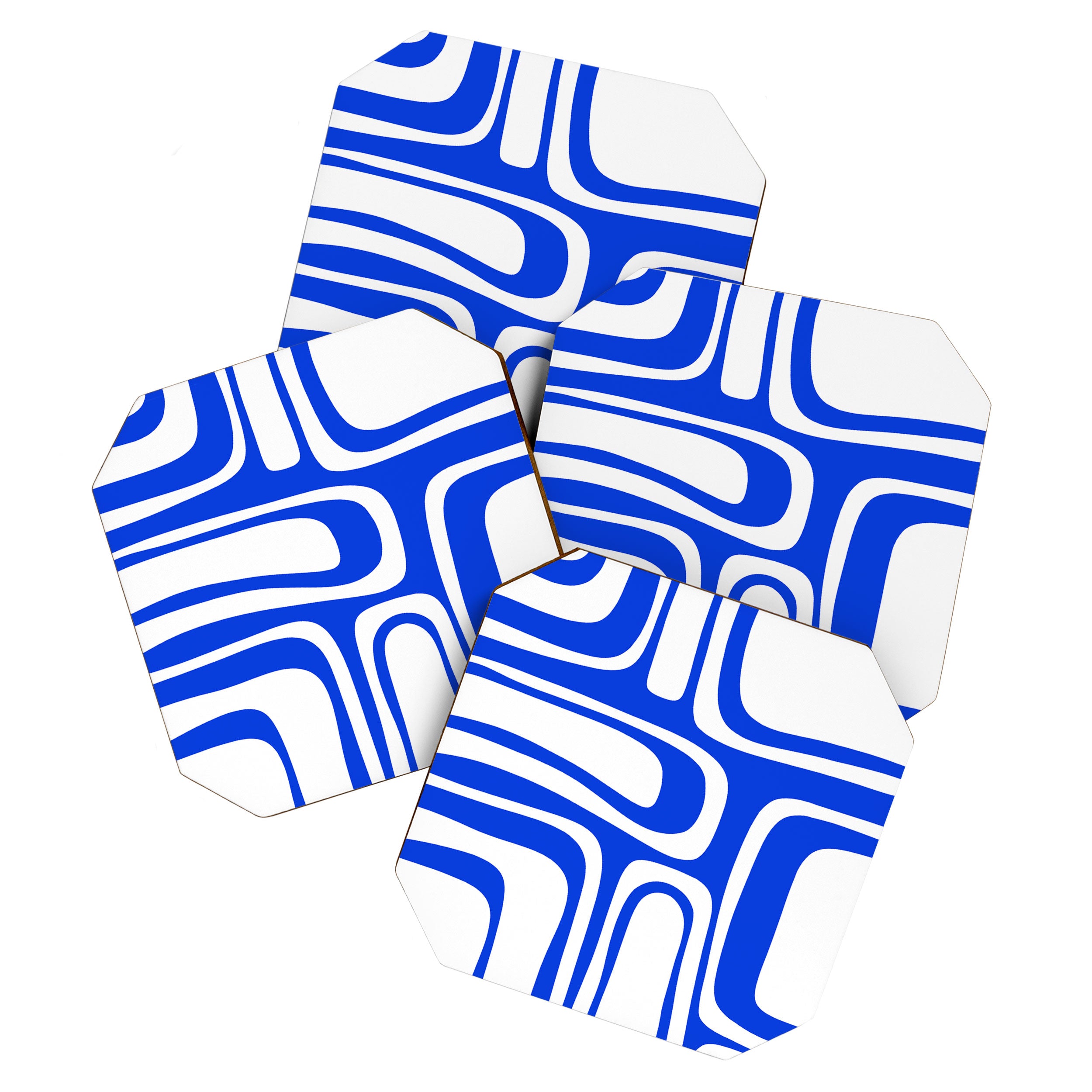 Blue Abstract Mid-Century Modern Palm Springs Minimal Pattern Coaster Gallery Image 1