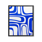 Blue Abstract Mid-Century Modern Palm Springs Minimal Pattern Framed Canvas Print Gallery Image 8