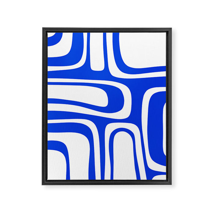 Blue Abstract Mid-Century Modern Palm Springs Minimal Pattern Framed Canvas Print Gallery Image 1