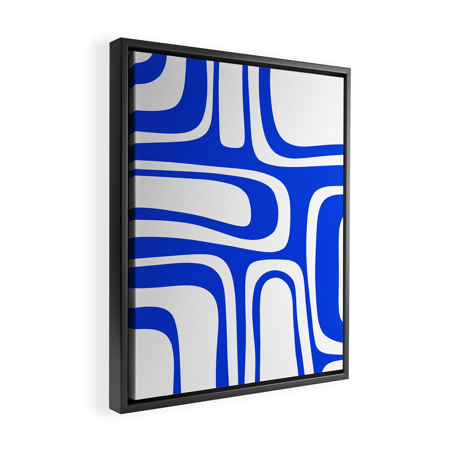 Blue Abstract Mid-Century Modern Palm Springs Minimal Pattern Framed Canvas Print Gallery Image 2