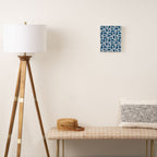 Blue and White Mid Century Modern Piquet Abstract Multi Geometric Pattern Canvas Print Gallery Image 2