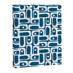 Blue and White Mid Century Modern Piquet Abstract Multi Geometric Pattern Canvas Print Gallery Image 8
