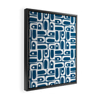 Blue and White Mid Century Modern Piquet Abstract Multi Geometric Pattern Framed Canvas Print Gallery Image 2