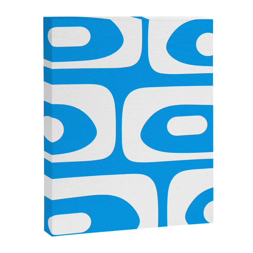 Blue and White Mid Century Modern Piquet Minimalist Abstract Pattern Canvas Print Gallery Image 8