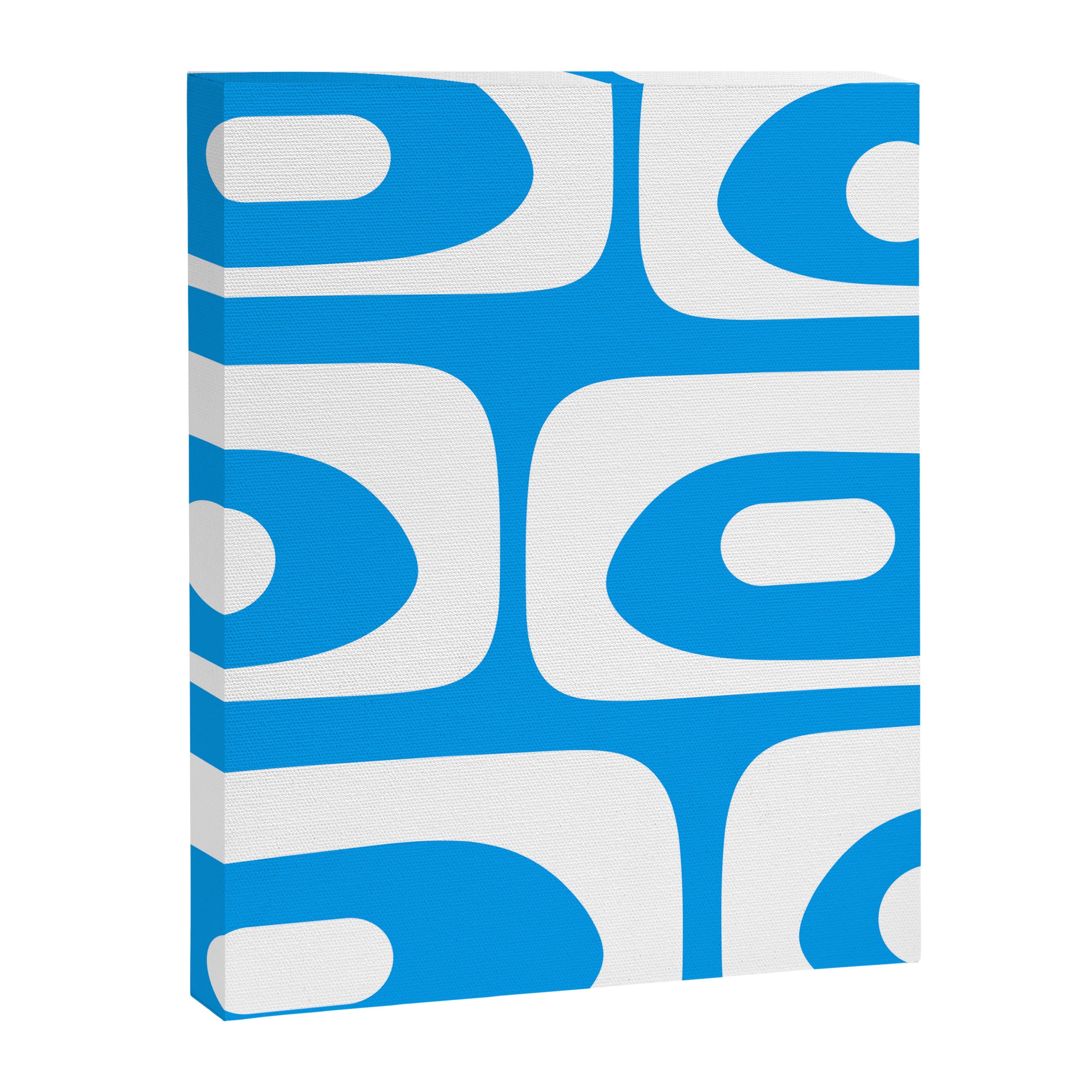 Blue and White Mid Century Modern Piquet Minimalist Abstract Pattern Canvas Print Gallery Image 8