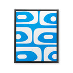 Blue and White Mid Century Modern Piquet Minimalist Abstract Pattern Framed Canvas Print Gallery Image 8