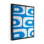 Blue and White Mid Century Modern Piquet Minimalist Abstract Pattern Framed Canvas Print Gallery Image 2