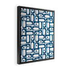 Blue and White Mid Century Modern Piquet Multi Geometric Pattern Framed Canvas Print Gallery Image 2