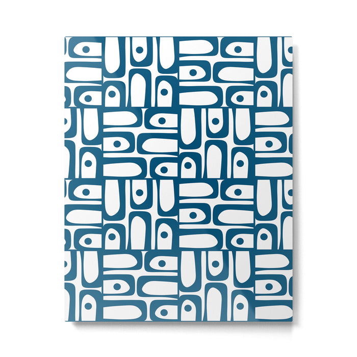 Blue and White Mid Century Modern Piquet Multi Geometric Pattern Metal Print Gallery Image 1