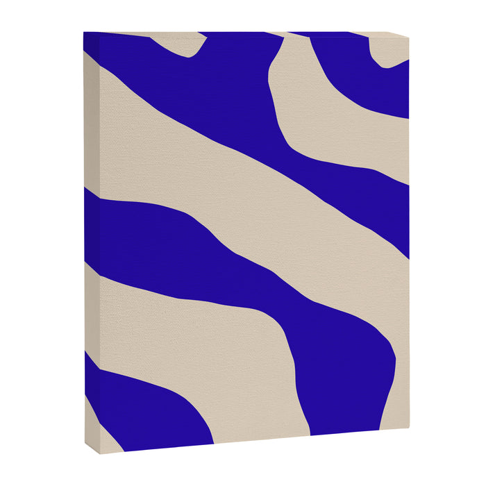 Blue Cobalt Abstract Minimalist Organic Forms Pattern with Beige Canvas Print Gallery Image 1