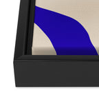 Blue Cobalt Abstract Minimalist Organic Forms Pattern with Beige Framed Canvas Print Gallery Image 3