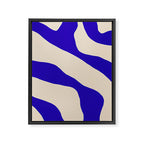 Blue Cobalt Abstract Minimalist Organic Forms Pattern with Beige Framed Canvas Print Gallery Image 8