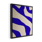 Blue Cobalt Abstract Minimalist Organic Forms Pattern with Beige Framed Canvas Print Gallery Image 2