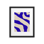 Blue Cobalt Abstract Minimalist Organic Forms Pattern with Beige Framed Art Print Gallery Image 6