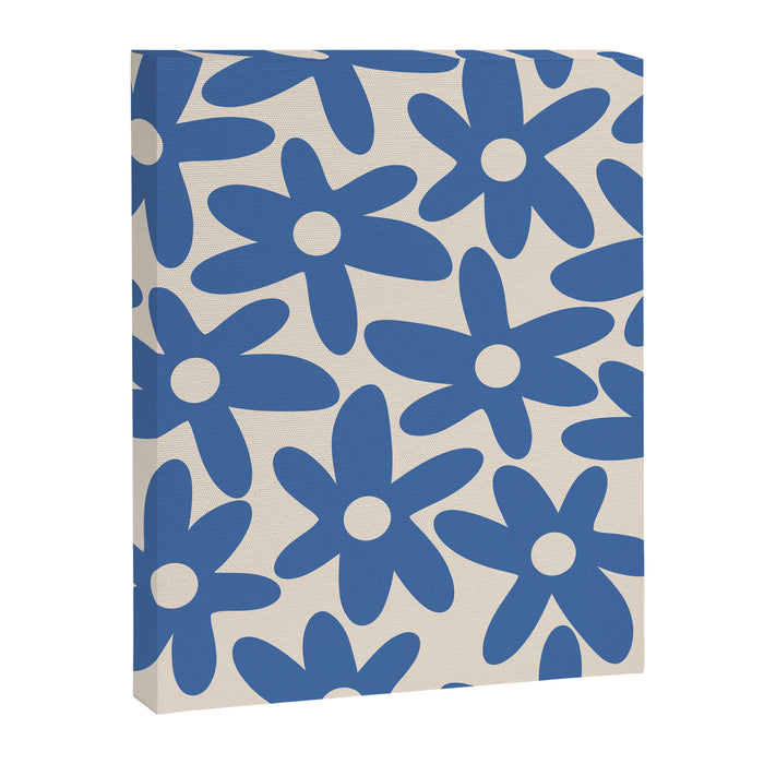 Blue Daisy Time Cute Retro Floral Pattern Canvas Print Gallery Image 1
