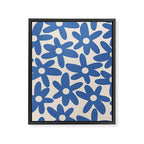 Blue Daisy Time Cute Retro Floral Pattern Framed Canvas Print Gallery Image 8