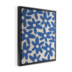 Blue Daisy Time Cute Retro Floral Pattern Framed Canvas Print Gallery Image 2