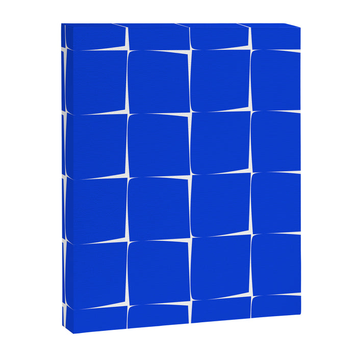 Blue Flux Bold Minimal Midcentury Modern Check Grid Pattern Royal Blue and White Canvas Print Gallery Image 1