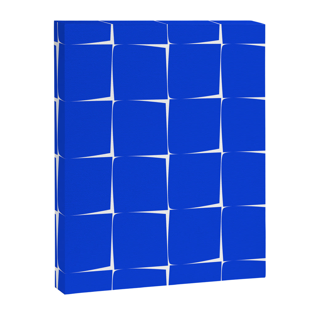 Blue Flux Bold Minimal Midcentury Modern Check Grid Pattern Royal Blue and White Canvas Print Gallery Image 8