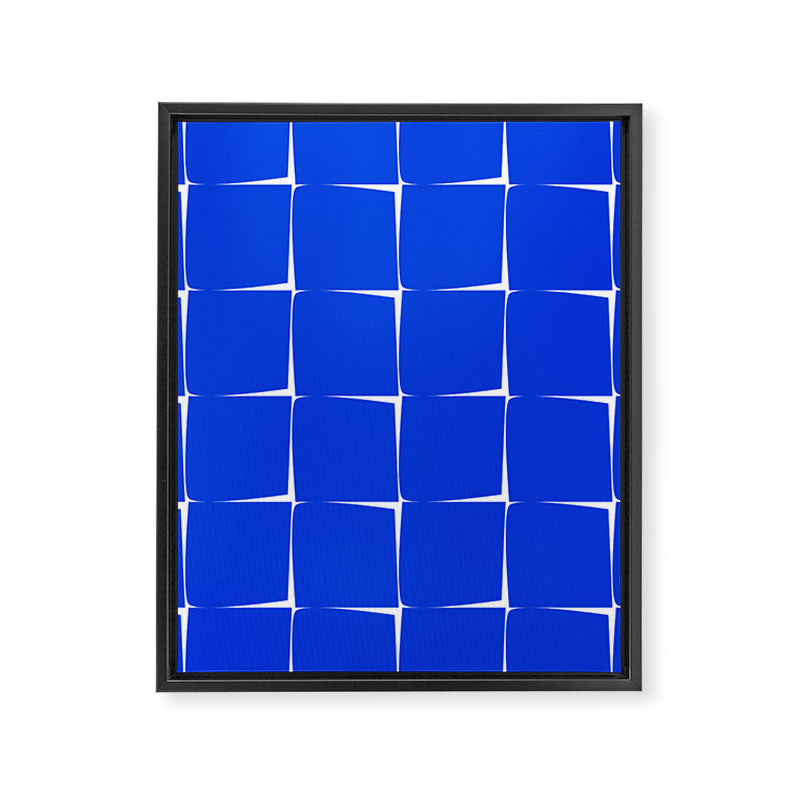Blue Flux Bold Minimal Midcentury Modern Check Grid Pattern Royal Blue and White Framed Canvas Print Gallery Image 8