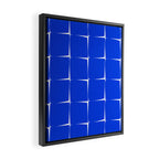 Blue Flux Bold Minimal Midcentury Modern Check Grid Pattern Royal Blue and White Framed Canvas Print Gallery Image 2