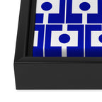 Blue Geometric Mid Century Modern Rektangel Pattern Framed Canvas Print Gallery Image 3