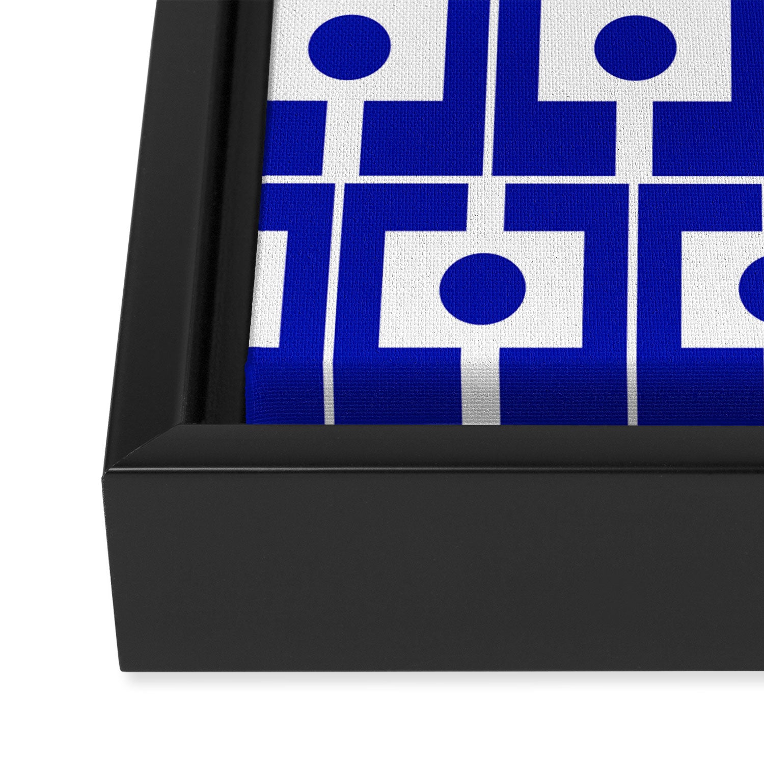 Blue Geometric Mid Century Modern Rektangel Pattern Framed Canvas Print Gallery Image 3