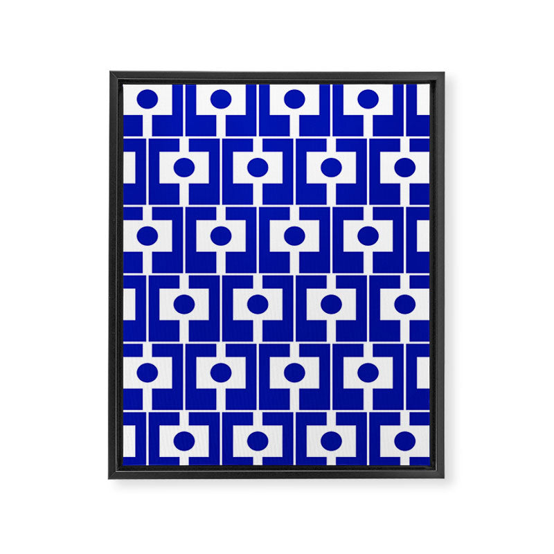Blue Geometric Mid Century Modern Rektangel Pattern Framed Canvas Print Gallery Image 8