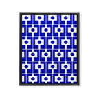 Blue Geometric Mid Century Modern Rektangel Pattern Framed Canvas Print Gallery Image 8