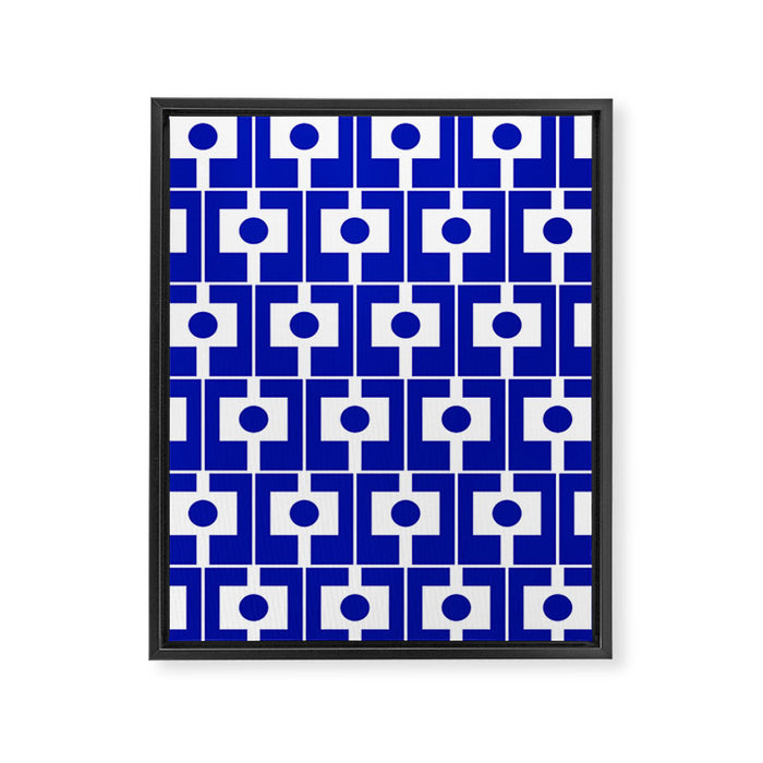 Blue Geometric Mid Century Modern Rektangel Pattern Framed Canvas Print Gallery Image 1
