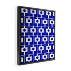 Blue Geometric Mid Century Modern Rektangel Pattern Framed Canvas Print Gallery Image 2