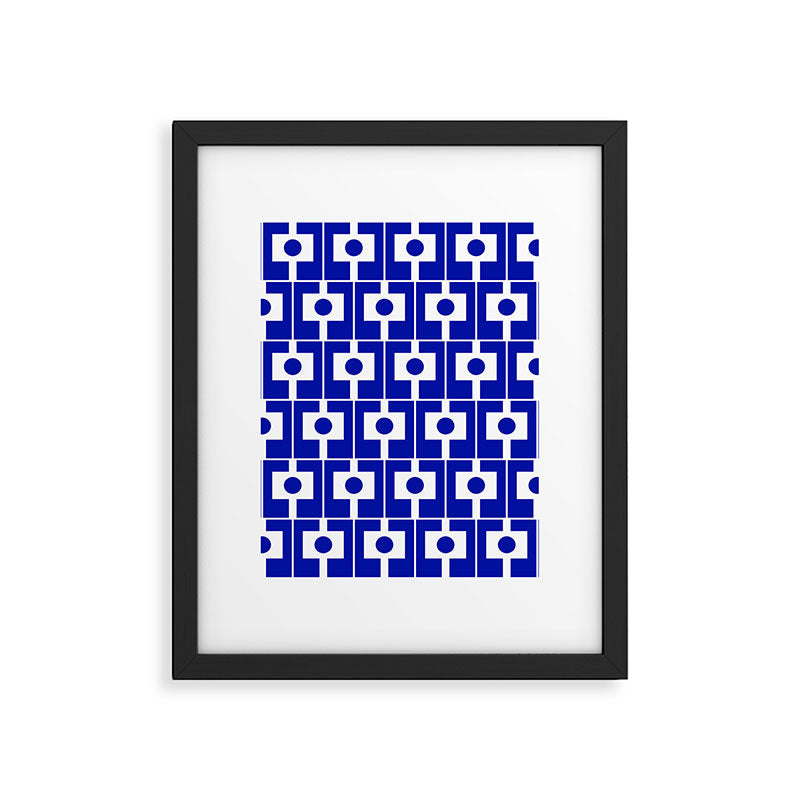 Blue Geometric Mid Century Modern Rektangel Pattern Framed Art Print Gallery Image 6