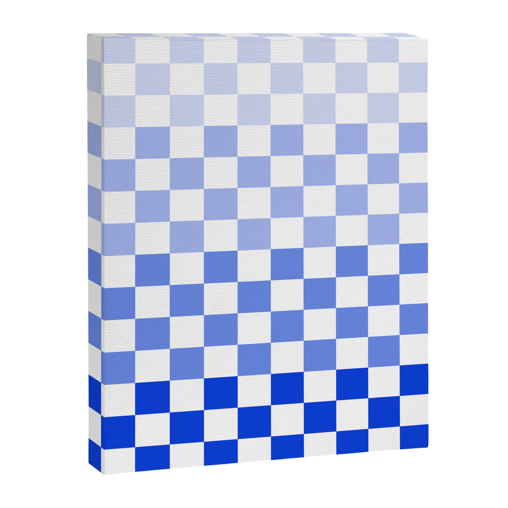 Blue Gradient Checkered Check Checkerboard Pattern Canvas Print Gallery Image 8