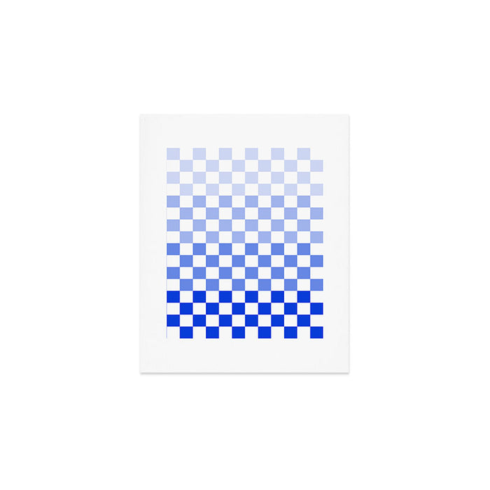 Blue Gradient Checkered Check Checkerboard Pattern Art Print Gallery Image 1