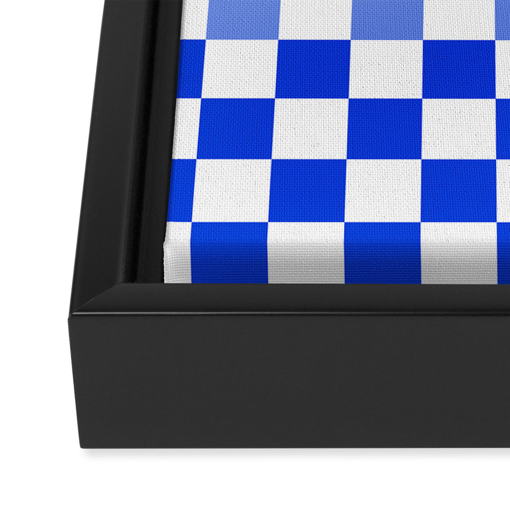 Blue Gradient Checkered Check Checkerboard Pattern Framed Canvas Print Gallery Image 3