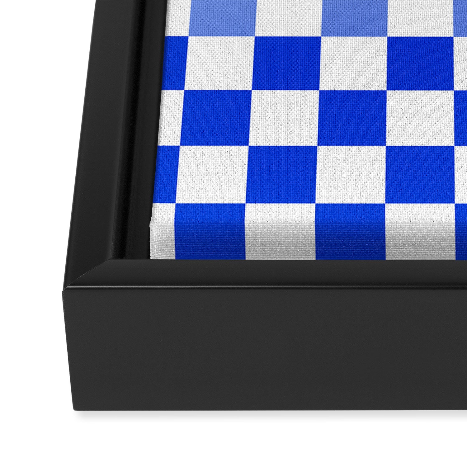Blue Gradient Checkered Check Checkerboard Pattern Framed Canvas Print Gallery Image 3