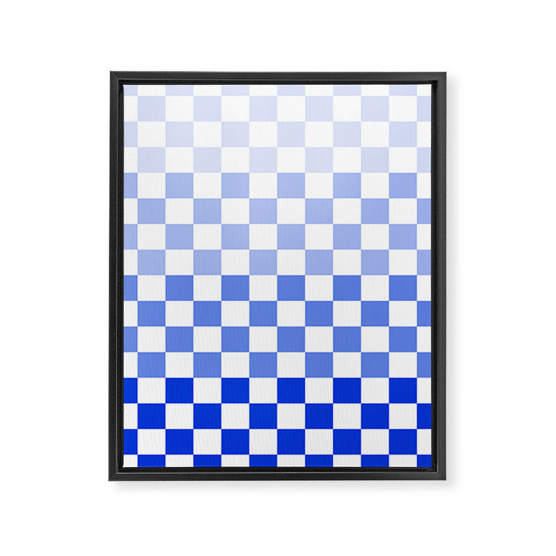 Blue Gradient Checkered Check Checkerboard Pattern Framed Canvas Print Gallery Image 8