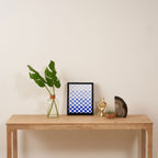 Blue Gradient Checkered Check Checkerboard Pattern Framed Canvas Print Gallery Image 4