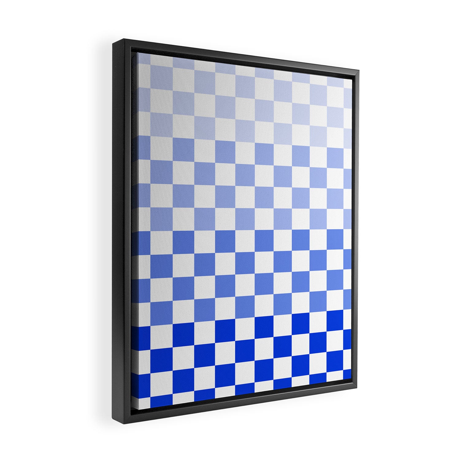 Blue Gradient Checkered Check Checkerboard Pattern Framed Canvas Print Gallery Image 2