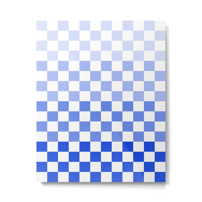 Blue Gradient Checkered Check Checkerboard Pattern Metal Print Gallery Image 1