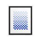 Blue Gradient Checkered Check Checkerboard Pattern Framed Art Print Gallery Image 6