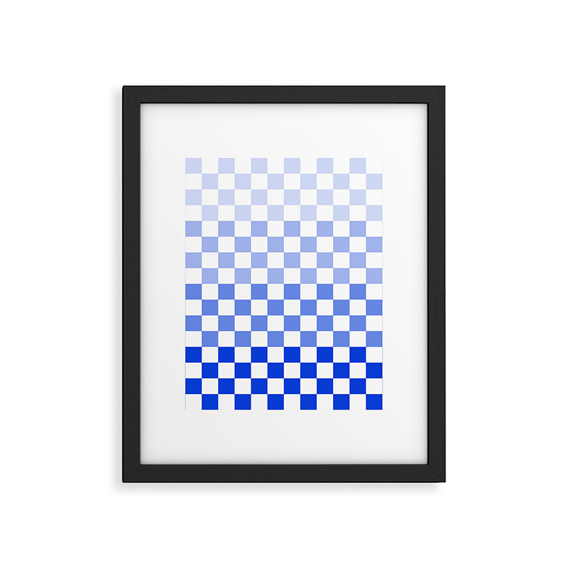 Blue Gradient Checkered Check Checkerboard Pattern Framed Art Print Gallery Image 6