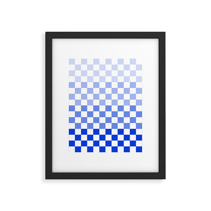 Blue Gradient Checkered Check Checkerboard Pattern Framed Art Print Gallery Image 1