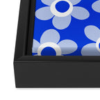 Blue Maisie Flowers Cheerful Floral Pattern in Royal Blue and Light Blue Framed Canvas Print Gallery Image 3
