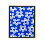Blue Maisie Flowers Cheerful Floral Pattern in Royal Blue and Light Blue Framed Canvas Print Gallery Image 6