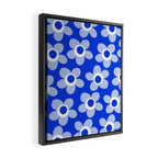Blue Maisie Flowers Cheerful Floral Pattern in Royal Blue and Light Blue Framed Canvas Print Gallery Image 2