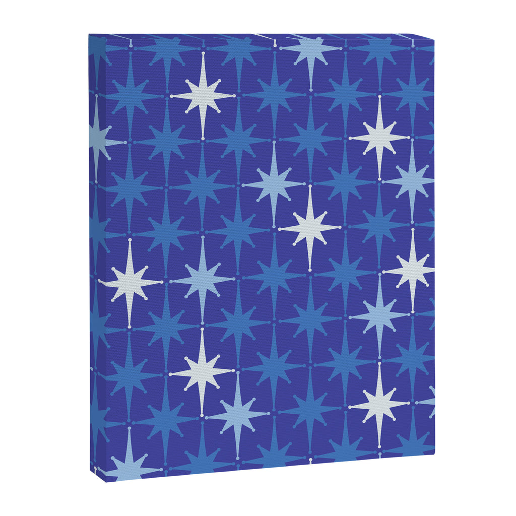 Blue Mid Century Modern Atomic Age Starburst Pattern Canvas Print Gallery Image 6
