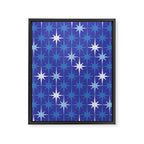 Blue Mid Century Modern Atomic Age Starburst Pattern Framed Canvas Print Gallery Image 6