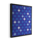 Blue Mid Century Modern Atomic Age Starburst Pattern Framed Canvas Print Gallery Image 2