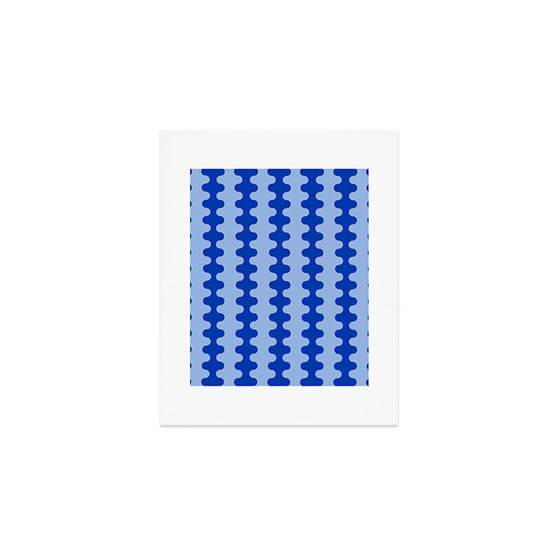 Blue Ogee A-Go-Go Retro Pop Pattern Cobalt Sky Art Print Gallery Image 1